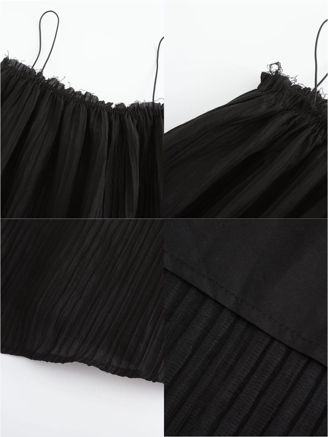Spaghetti Strap A-Line Maxi Dress in Black - MarramTrading.com