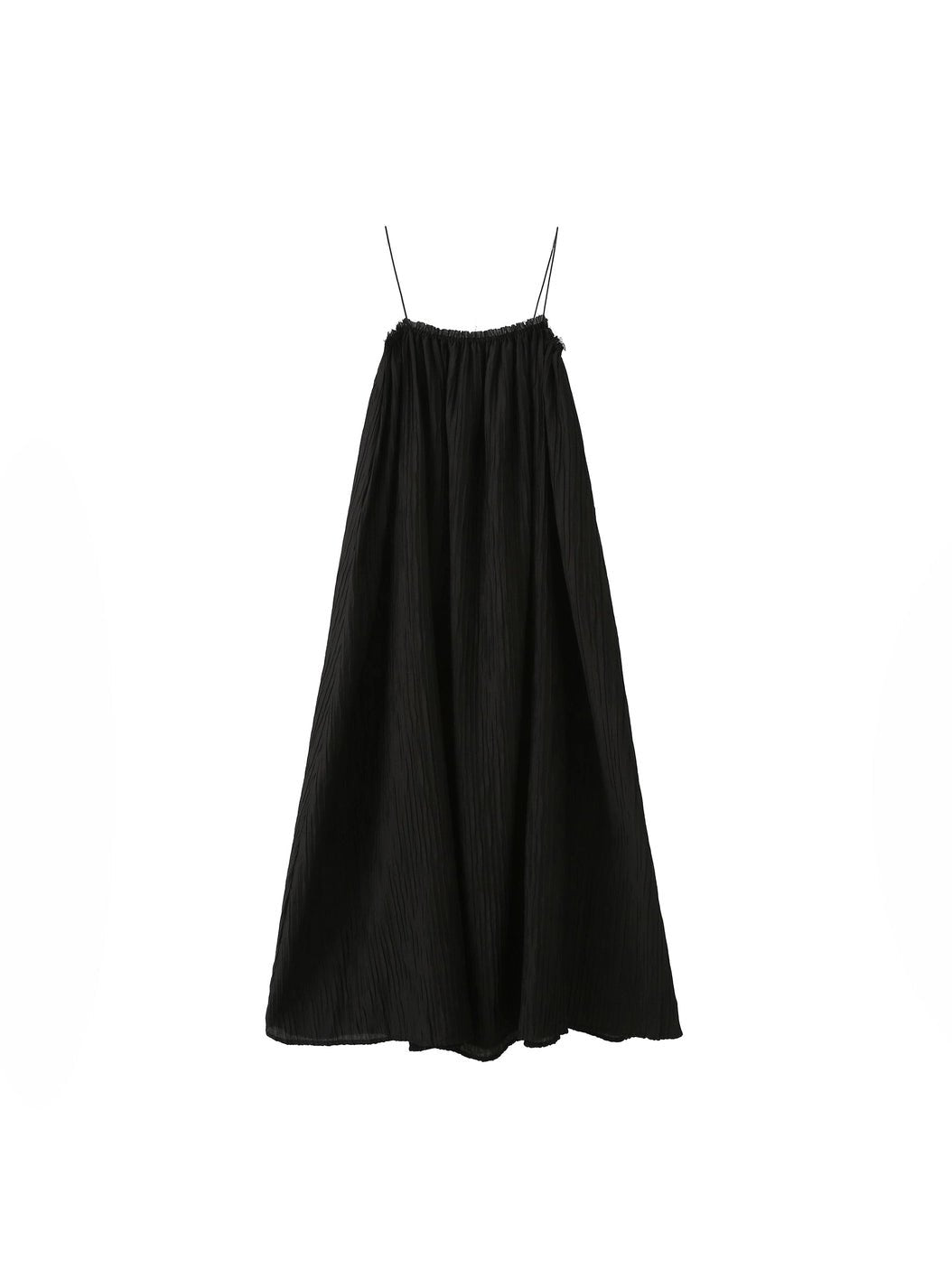 Spaghetti Strap A-Line Maxi Dress in Black - MarramTrading.com