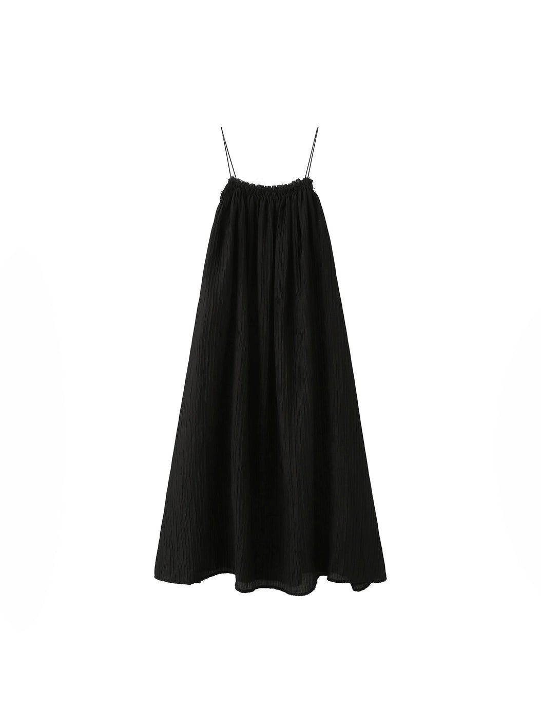 Spaghetti Strap A-Line Maxi Dress in Black - MarramTrading.com