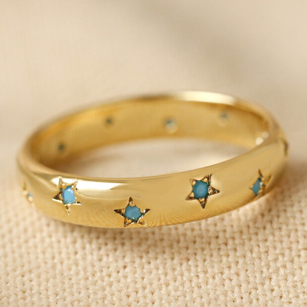 Star Crystal Ring in Gold S/M