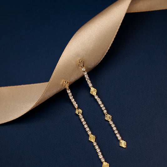 Cupchain & Etched Detail Drop Earrings