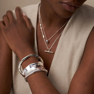 Statement Organic Molten Metal Cuff - Silver - MarramTrading.com