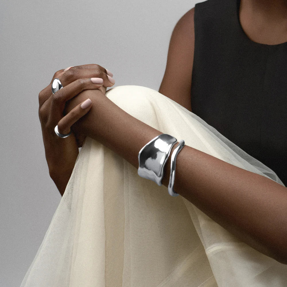 Statement Organic Molten Metal Cuff - Silver - MarramTrading.com