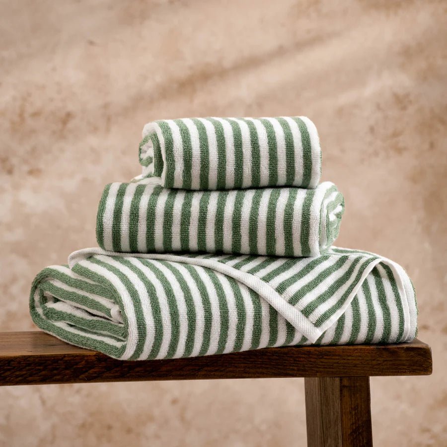 Striped Cotton Towels - Forest - MarramTrading.com