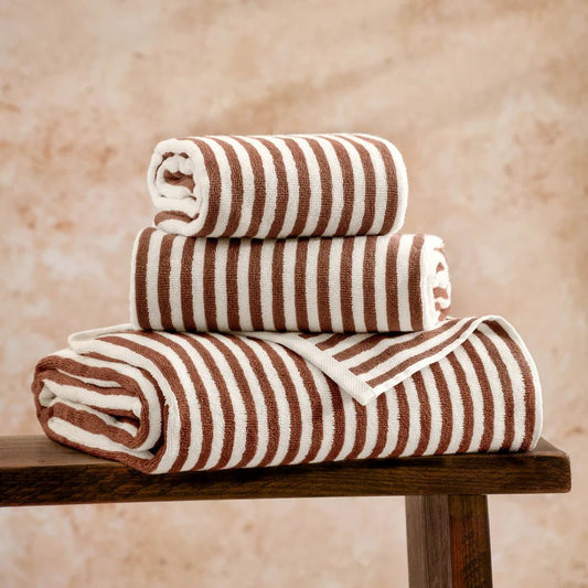 Striped Cotton Towels - Pecan - MarramTrading.com