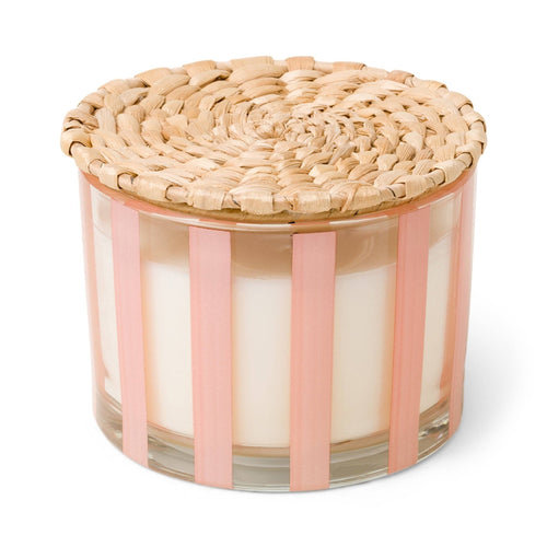 Striped Glass Candle (340g) - Peach - Pepper & Plum - MarramTrading.com