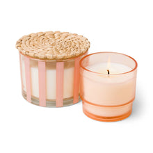 Load image into Gallery viewer, Striped Glass Candle (340g) - Peach - Pepper &amp; Plum - MarramTrading.com
