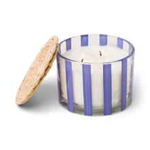 Load image into Gallery viewer, Striped Glass Candle - Blue - Rosemary &amp; Sea Salt - MarramTrading.com

