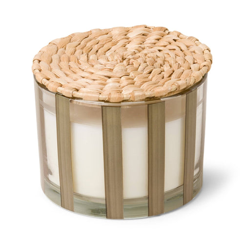 Striped Glass Candle - Taupe - Cotton & Teak - MarramTrading.com