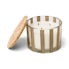 Load image into Gallery viewer, Striped Glass Candle - Taupe - Cotton &amp; Teak - MarramTrading.com
