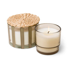 Load image into Gallery viewer, Striped Glass Candle - Taupe - Cotton &amp; Teak - MarramTrading.com
