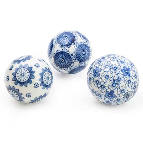 Sumatra Blue & White Assorted Small Decorative Ball - MarramTrading.com