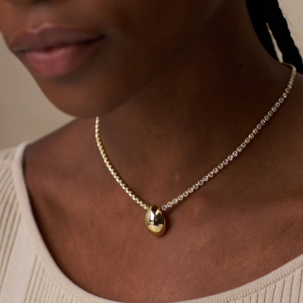 Tennis Chain & Polished Drop Necklace - MarramTrading.com