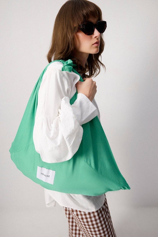 TEXTURED OVERSIZED TOTE BAG IN GREEN - MarramTrading.com