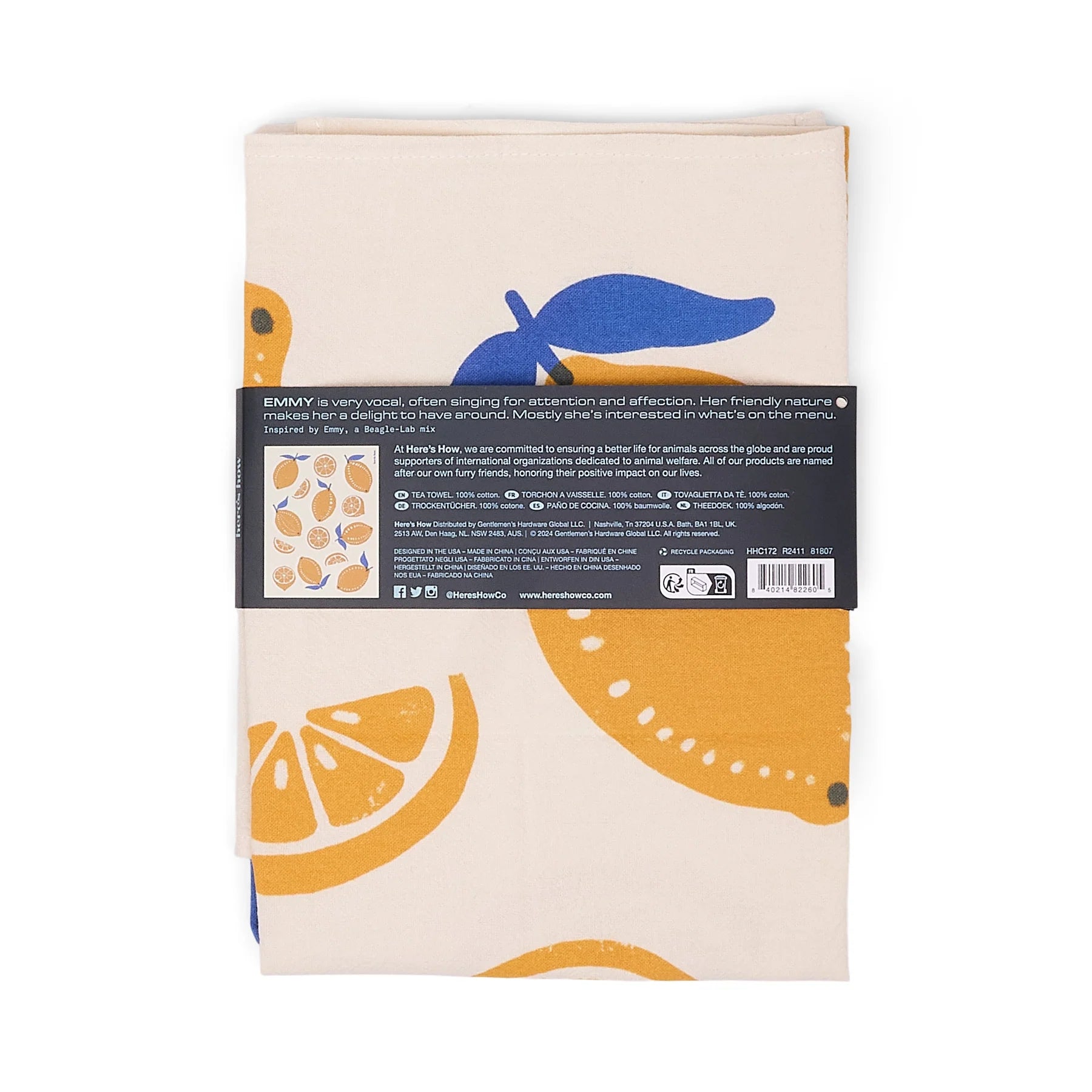 THE EMMY TEA TOWEL - LEMONS - MarramTrading.com