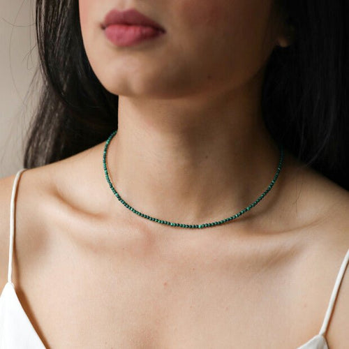 Tiny Green Malachite Beaded Necklace - MarramTrading.com