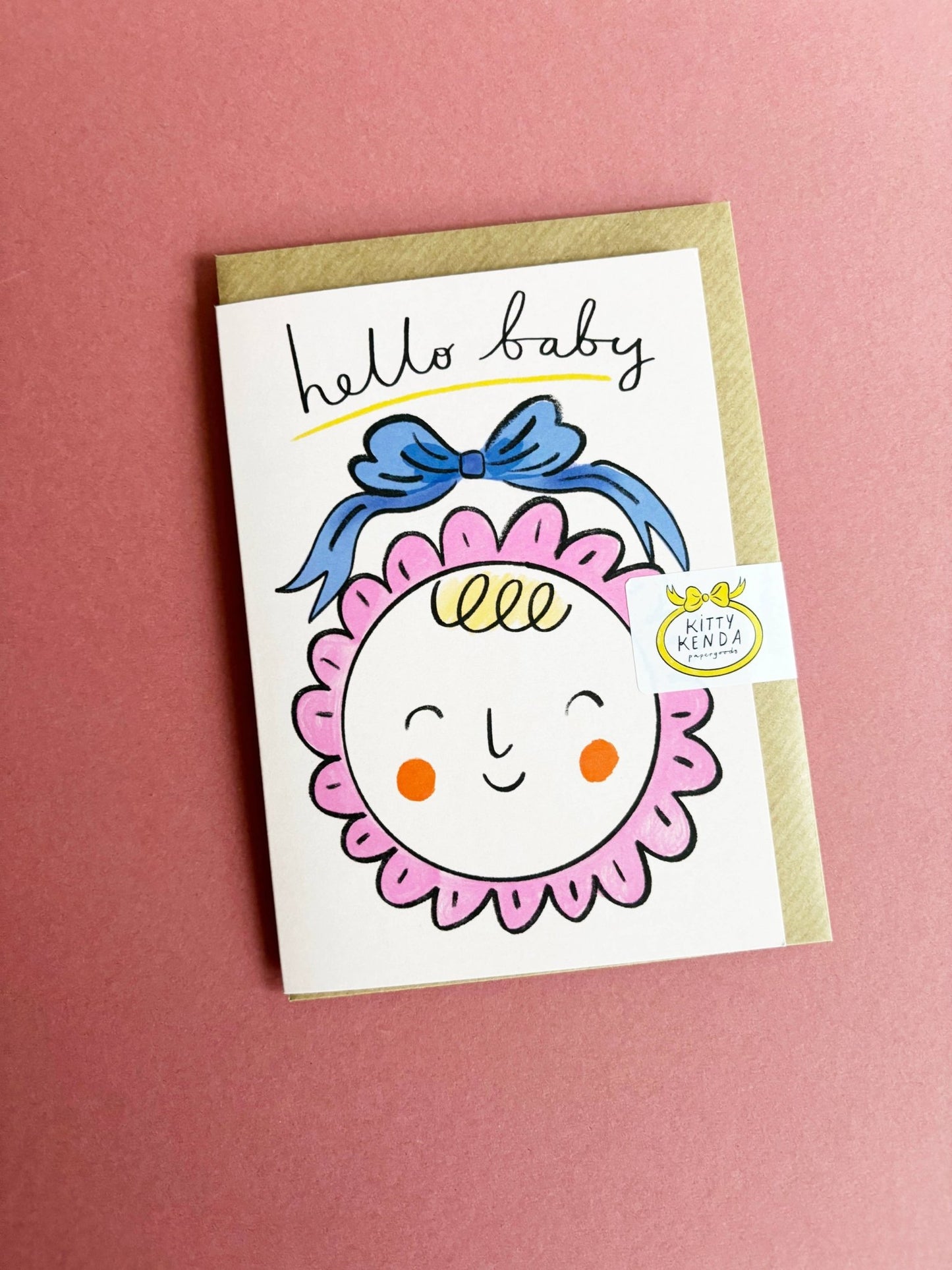 Unisex Hello Baby in Bonnet Greeting Card - MarramTrading.com