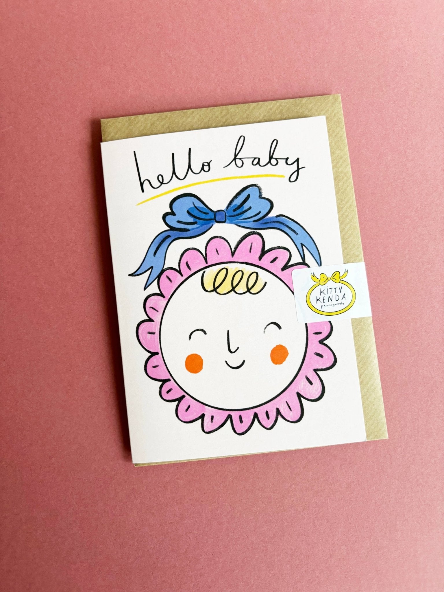 Unisex Hello Baby in Bonnet Greeting Card - MarramTrading.com