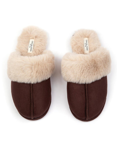 Unisex Suedette Chocolate Cuffed Dome Slippers - MarramTrading.com