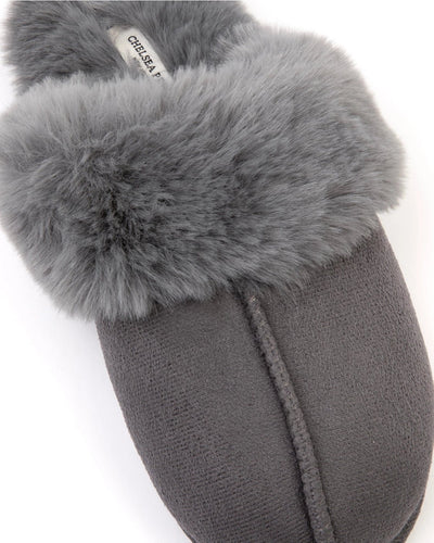 Unisex Suedette Grey Cuffed Dome Slippers - MarramTrading.com