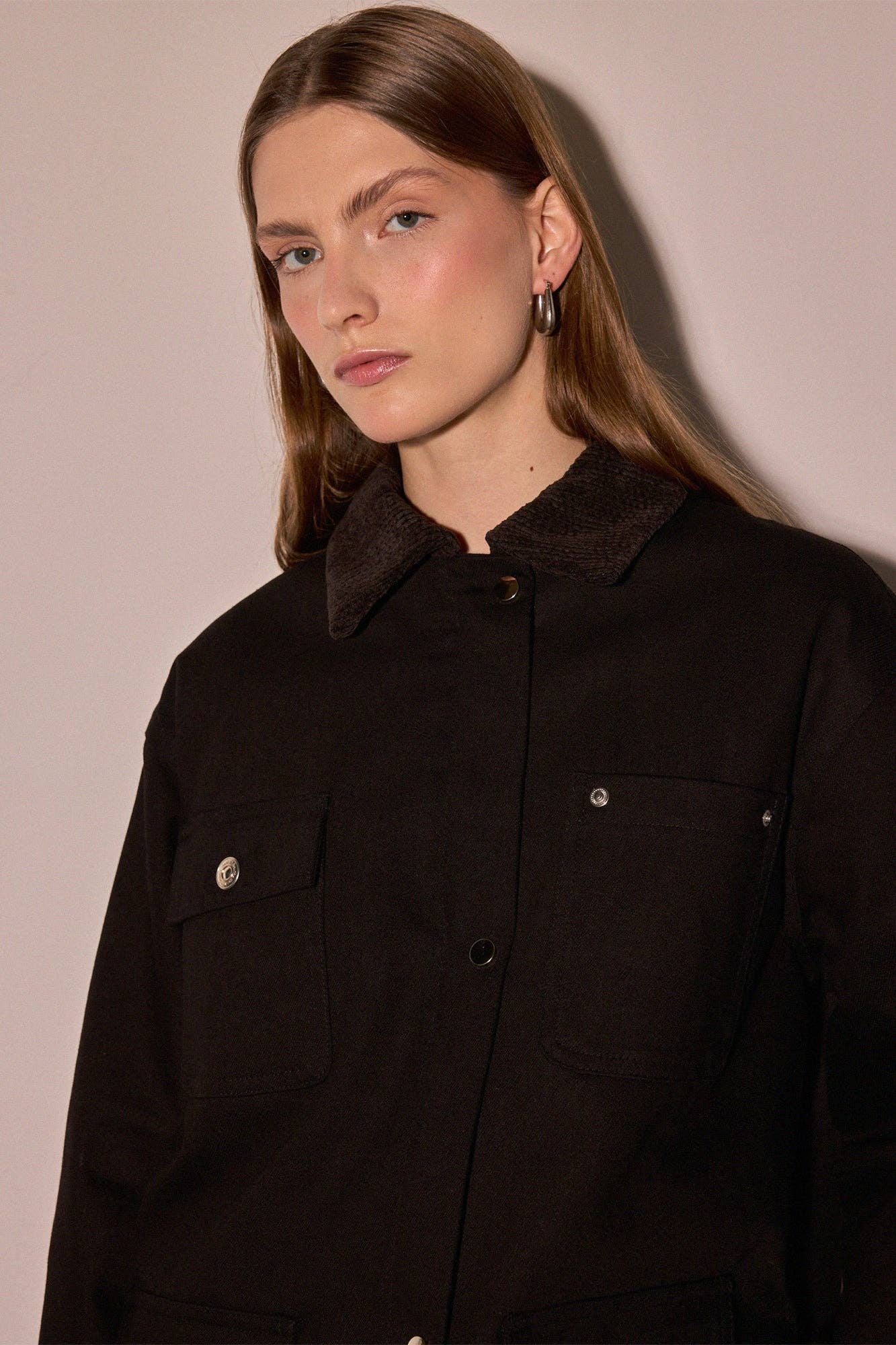 UTILITY GABARDINE JACKET WITH VELVET COLLAR - MarramTrading.com