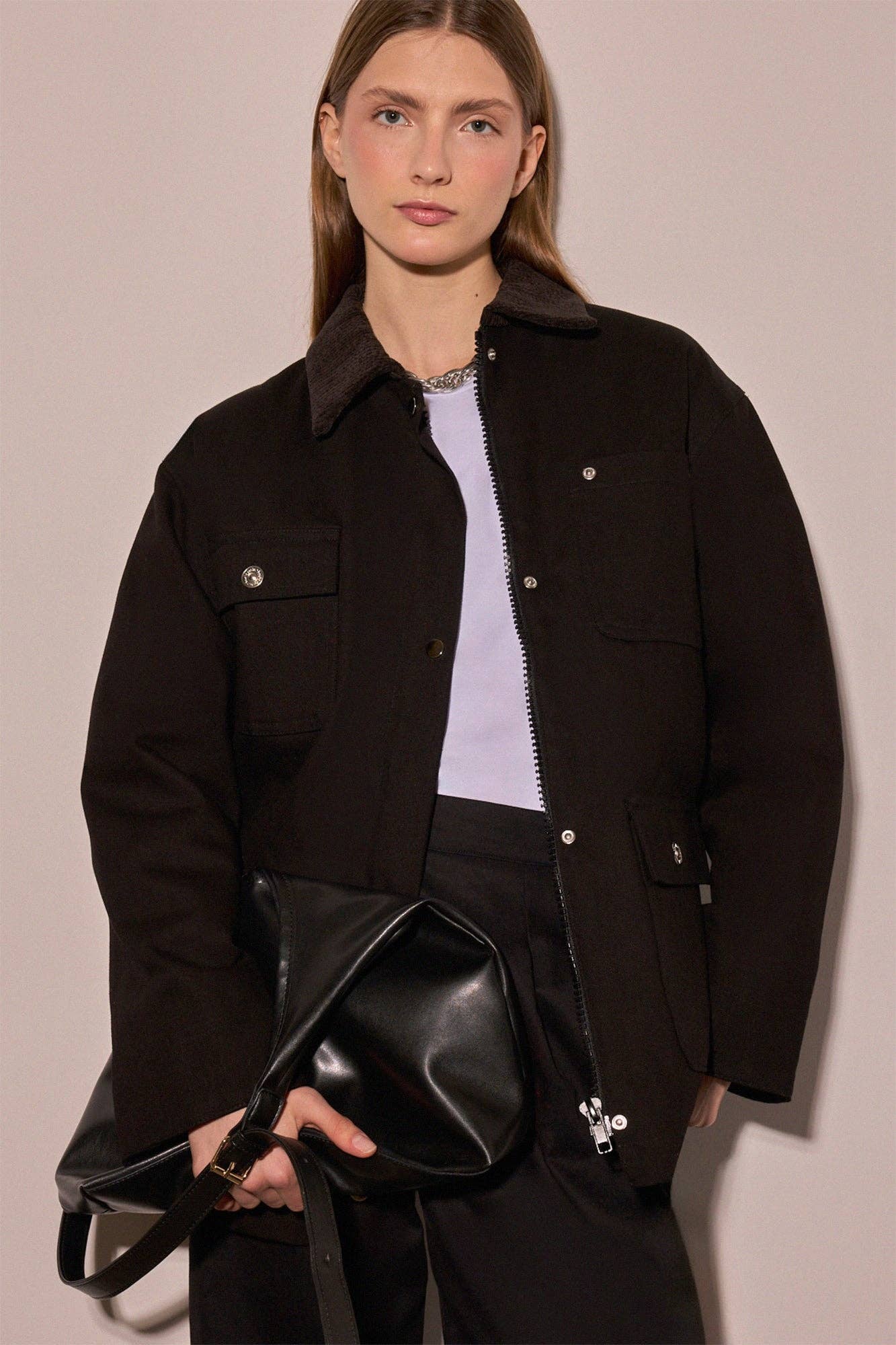 UTILITY GABARDINE JACKET WITH VELVET COLLAR - MarramTrading.com