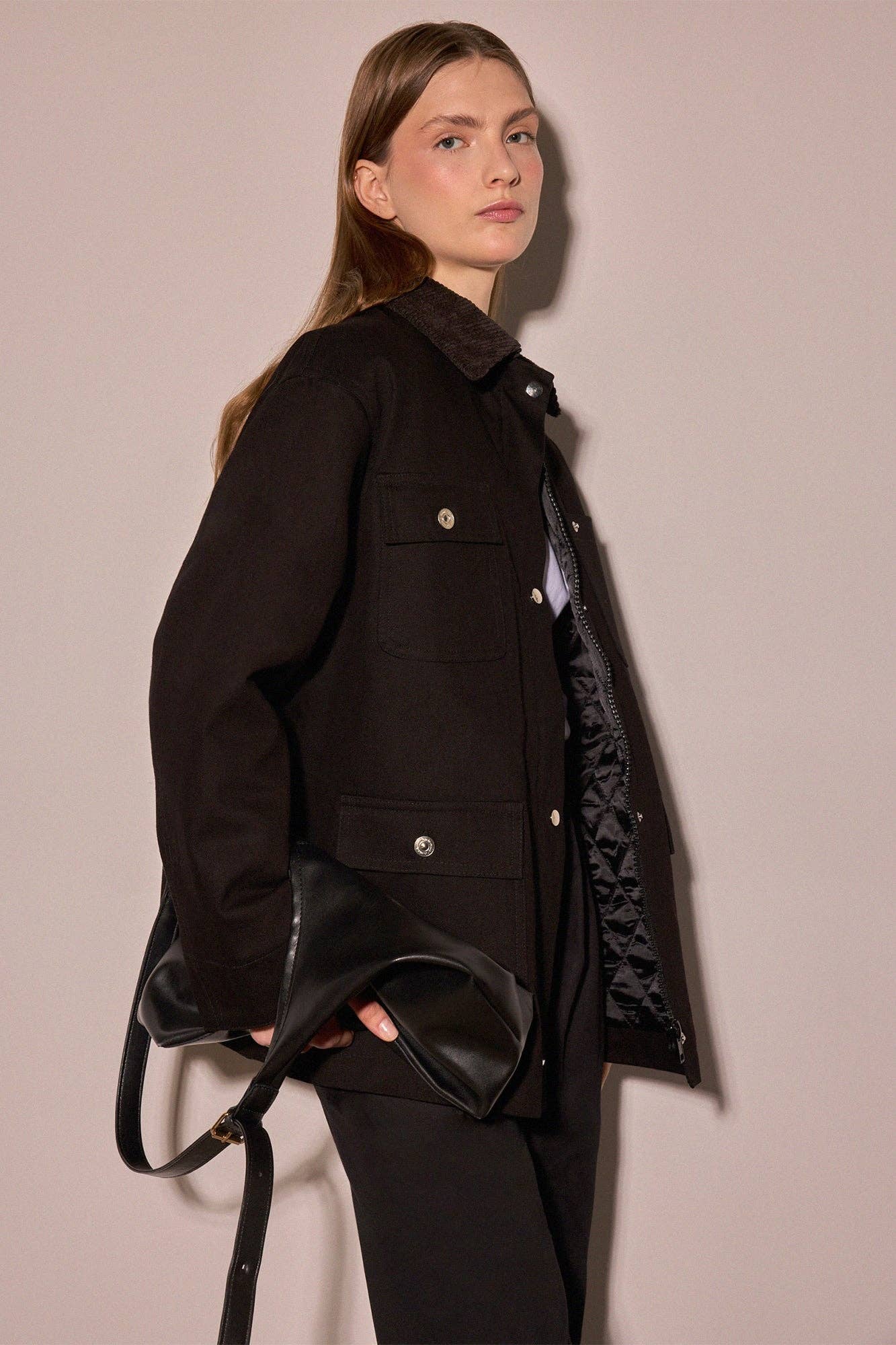 UTILITY GABARDINE JACKET WITH VELVET COLLAR - MarramTrading.com
