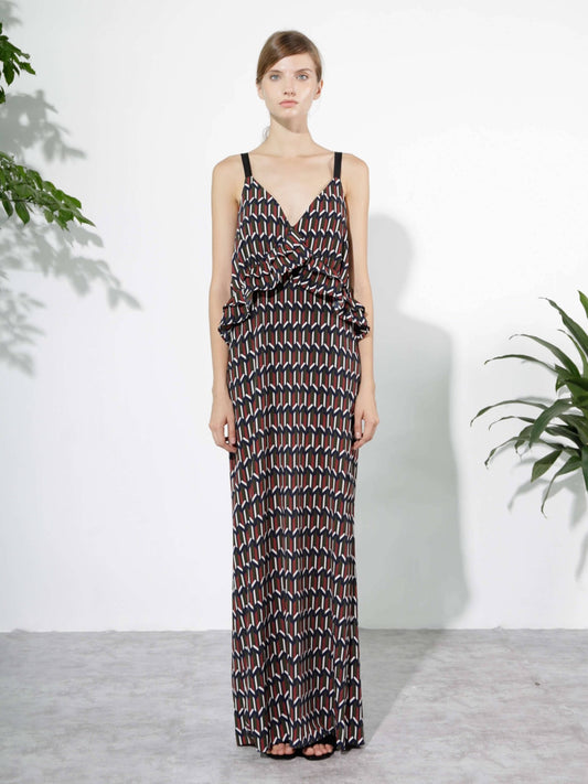 V-neck Printed Sling Dress - MarramTrading.com