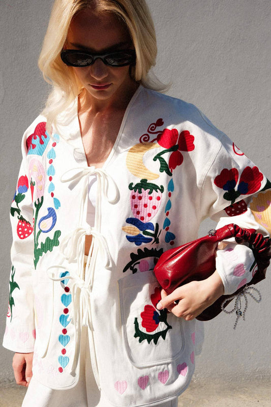 Whimsical Folk Embroidered Jacket - MarramTrading.com