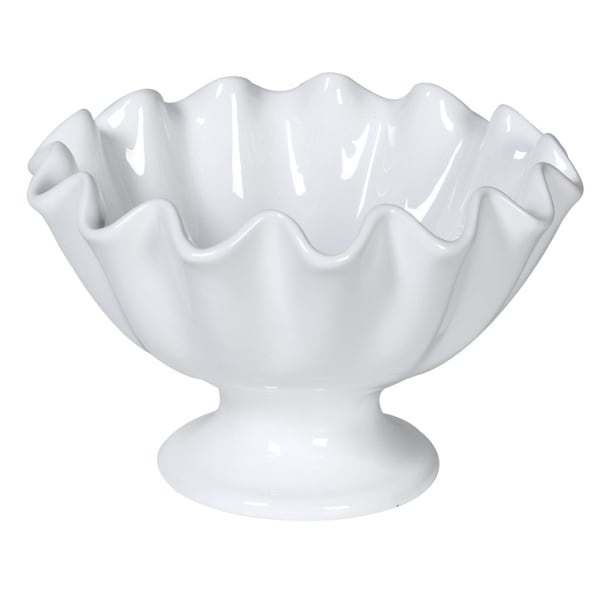White Ruffled Ceramic Bowl - MarramTrading.com
