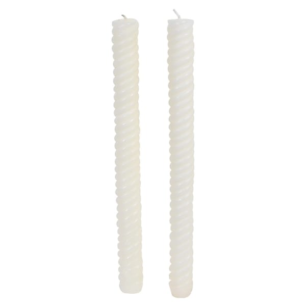 Set of 2 White Twist Dinner Candles
