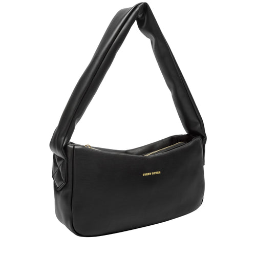 Wide Strap Shoulder bag with Zip in Black - MarramTrading.com