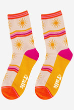 Load image into Gallery viewer, Women&#39;s Sunshine and Stripe Bamboo Socks - MarramTrading.com
