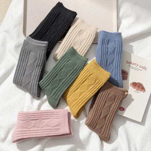 Women's Wool & Cashmere Striped Diamond Socks - MarramTrading.com