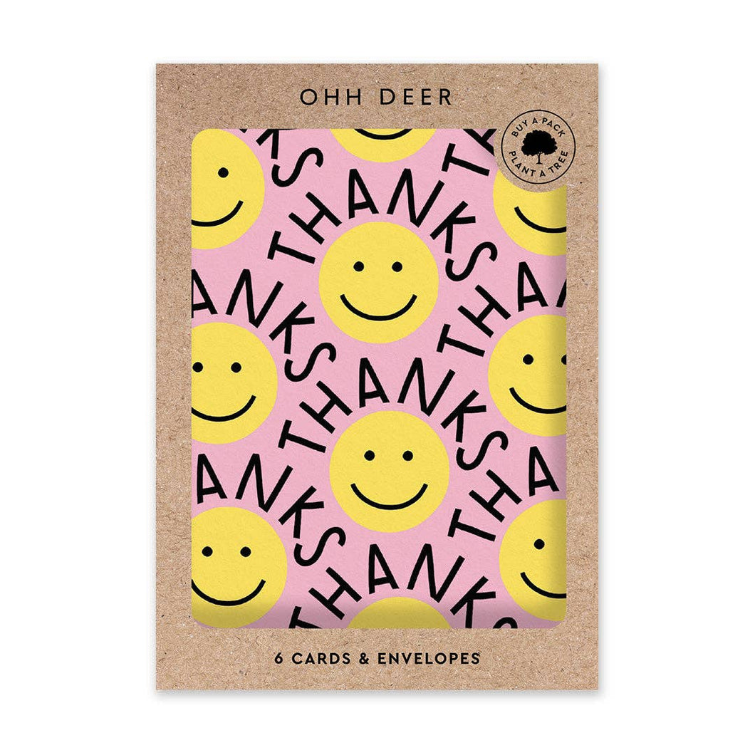 Yellow Smiley Thank You Card Set - MarramTrading.com