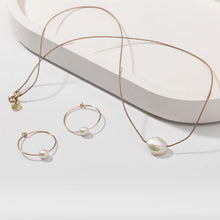 Load image into Gallery viewer, Pearl Gold Hoop Earrings
