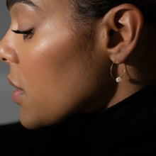 Load image into Gallery viewer, Pearl Gold Hoop Earrings
