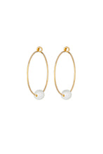 Load image into Gallery viewer, Pearl Gold Hoop Earrings
