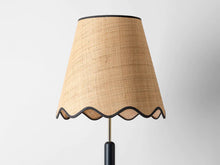 Load image into Gallery viewer, Charcoal grey turned wood floor lamp
