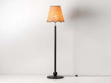 Load image into Gallery viewer, Charcoal grey turned wood floor lamp
