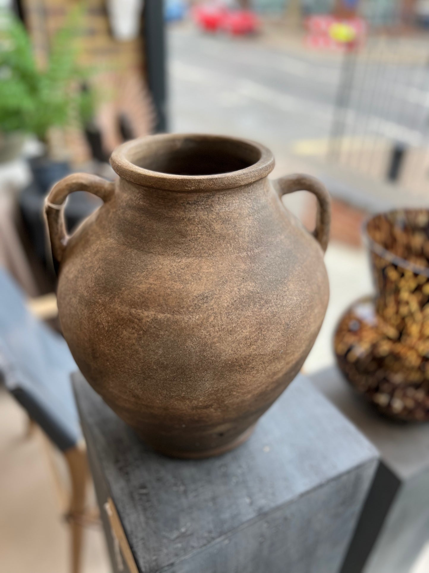 Mottle Effect Terracotta Handle Vase