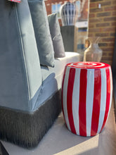 Load image into Gallery viewer, Red Stripped Ceramic Stool
