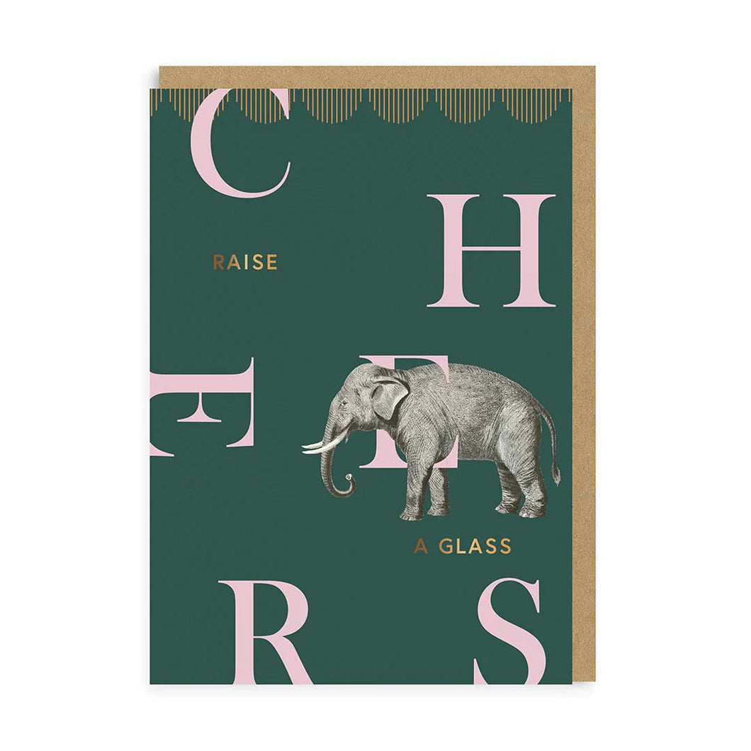 Cheers Elephant Birthday Greeting Card