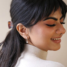 Load image into Gallery viewer, Antiqued Effect Star Charm Huggie Hoop Earrings
