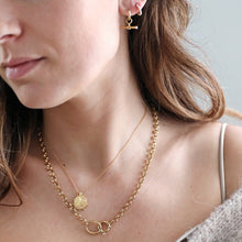 Load image into Gallery viewer, T-Bar Huggie Hoop Earrings in Gold
