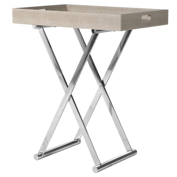 Foldable Grey Table on Chrome Legs