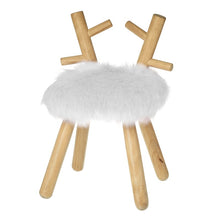 Load image into Gallery viewer, White Fluffy Wooden Deer Stool

