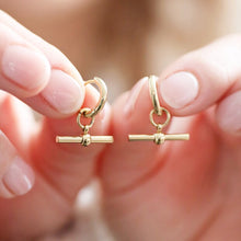 Load image into Gallery viewer, T-Bar Huggie Hoop Earrings in Gold
